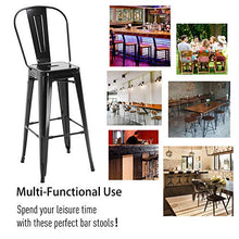 homcom Set 4 Sgabelli per Casa o Bar in Metallo Nero Leggero, Design Industriale con Poggiapiedi (44 x 49 x 116 cm)