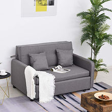 homcom Divano Letto 2 in 1 con Vano Contenitore e Design Moderno, Letto Singolo, Imbottito e Rivestito in Lino Grigio
