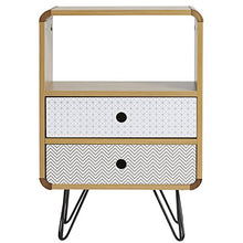 VS Venta-stock Comodino Buda con 2 cassetti, Colore Quercia, Gambe Metalliche in Nero