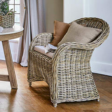 Loberon Poltrona Margate, Rattan, Cotone, Poliuretano, L/A/P ca. 65/90/75 cm, Marrone