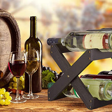 Relaxdays Porta bottiglie vino bambù a forma di X 6 bottiglie cantinetta piccola pieghevole HLP 22x36x20 cm nero