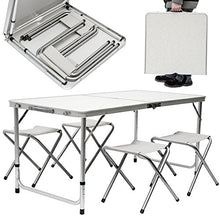 AMANKA Tavolino da PIC-nic incl 4 Sgabelli Tavolo da Campeggio 120x60x70cm Altezza Regolabile Pieghevole Formato Valigia Grigio Chiaro