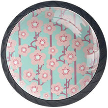Rosa Peach Blossom Pattern Light Blue Pomelli per Porta Set di 4 Pomelli per Mobili Manopole per Cassetti Cucina Armadio Vetro