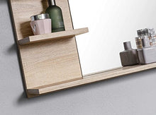 DOMTECH - Specchio da bagno con mensole, in rovere