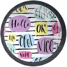Parola creativa Hello Nice OK White Black Stripes Pomelli per Porta Set di 4 Pomelli per Mobili Manopole per Cassetti Cucina Armadio Vetro