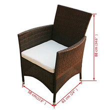 Tidyard Set da Pranzo da Giardino 9 pz con Cuscini Polyrattan Marrone, Set Mobili da Giardino in Rattan,Tavolo da Esterno 9 Posti, Tavolo con Sedie da Esterno 9 Posti 190 x 90 x 75 cm