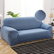 Copridivano Elasticizzato 3 Posti con Braccioli Universale in Poliesteri Spandex Copertura Divano Tinta Unita (Grigio Blu)