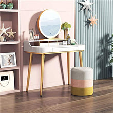 Wuxingqing Tavolo da toeletta Metallo e Legno Vanity Table Set for Camera 2-Tier toletta con cassetti, Specchio e ha attenuato Sgabello 5 Colori per Regalo Donna Ragazza Bambini