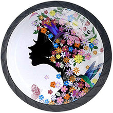 Farfalle bacianti variopinte rosa degli uccelli dei fiori della ragazza Pomelli per Porta Set di 4 Pomelli per Mobili Manopole per Cassetti Cucina Armadio Vetro