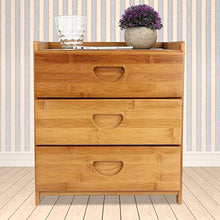 GOTOTOP Comodino in bambù, comodino per camera da letto, comodino con 3 cassetti, 36 x 31 x 40 cm