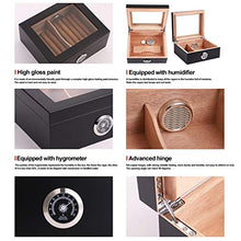 Umidificatore Humidor Cigar Box - Humidor da Tavolo in Legno di Cedro con Divisore in Cedro E Igrometro in Vetro Ad Anello in Ottone, Contiene da 25 A 50 Sigari,Marrone