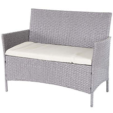 Mendler Serie Halden per l'esterno Divano Sofa 60x106x83cm polyrattan Grigio con Cuscino Avorio