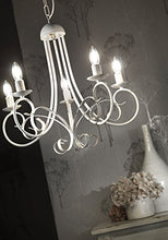 ONLI Pompei - Lampadario 5 luci, stile classico ed elegante. Struttura in metallo. Bianco