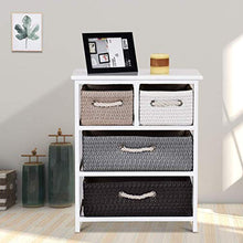 Cassettiera ， Cassettiera in Legno A 3 Ripiani Armadio Rack 4 Cestini Intrecciati in Vimini Organizer in Addit