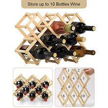 CODIRATO Portabottiglie Pieghevole in Legno Scaffale per Bottiglie di Vino e Birra Cantinetta Vino per 10 Bottiglie di Stoccaggio(45 * 31CM)