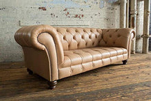 JVmoebel Chesterfield, divano a 3 posti, design di lusso, in pelle, colore marrone