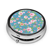 Rose Seamless Pattern Round Pill Container 3 Vano Metallo Medicina Caso Vitamina Organizzatore Titolare Scatola Decorativa per Viaggi All'aperto