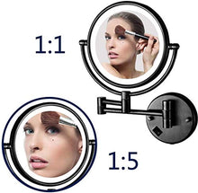WZDD Specchio Ingranditore da Parete, Specchio per Trucco con Luce LED E Ingrandimento 1x / 5X, Doppio Lato Specchio Cosmetico per Il Bagno