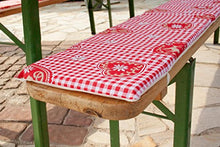 beo tendone Cuscini Set Quadretti con tovaglia in Stile Rustico Panca, Circa 220 x 25 x 2,5 cm e 240 x 100 cm, Rosso/Bianco/Multicolore