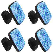 Scaglie di sirena blu dell'acquerello Pomelli per Porta Set di 4 Pomelli per Mobili Manopole per Cassetti Cucina Armadio Vetro