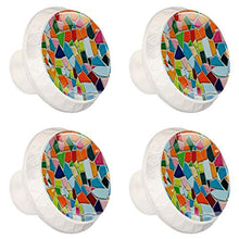 Maniglie per cassetti Manopole per cassetti Manopole rotonde Confezione da 4 per armadietto, cassetti, cassettiere, cassettiere ecc - Piastrelle di ceramica
