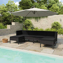 SKM Set Divani da Giardino 6 pz con Cuscini in Polyrattan Nero (40kg) Nero-6963