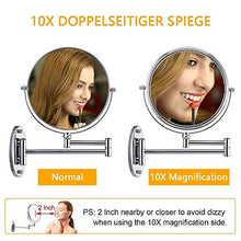 Specchio, Specchio cosmetico per Montaggio a Parete, Specchio per Il Trucco con ingrandimento 10x con luci, Specchio da Bagno bifacciale a 360 °; Specchi da Barba girevoli, Touch Control, USB ChargeG