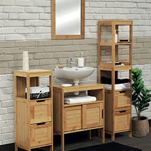 TENDANCE Mahe Armadietto con 2 cassetti in MDF e 1 ripiano, in Legno di bambù, Rovere Bianco