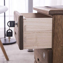 NM - Armadietto verticale a 3 cassetti in legno, con serratura e 4 ruote, completamente assemblato, colore: naturale