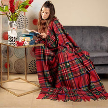Baroni Home Plaid in Misto Cotone, Plaid Divano Scozzese Rosso, Coperta Made in Italy 130x170 cm