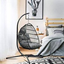 Xhtoe Sedia Amaca Sedia A Dondolo con Supporto E Cuscino per Sedia Grigio Scuro per Esterni in Vimini A Goccia Comfort E Durata