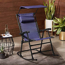 Amazon Basics - Sedia a dondolo pieghevole con parasole, Blu