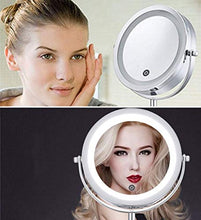 HGXC Specchio per Il Trucco Illuminato 5X Specchio per Il Trucco con luci e ingrandimento, Touch Screen, Doppio Specchio di cortesia Alimentato