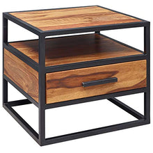 KADIMA Design Comodino Sheesham Legno Metalloo Industriale