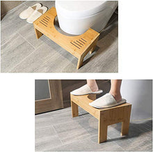AIMAIBUMAI Sgabello da bagno pieghevole in bambù, altezza regolabile 45 x 25 x 22,5 cm