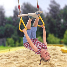 ValueHall Altalena con Anelli da Ginnastica con Anelli di Plastica y Corda Regolabile per Bambini Trapezio in Legno V7110B