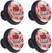 Pizza Lover Heart Funghi Salsiccia Rosa Pomelli per Porta Set di 4 Pomelli per Mobili Manopole per Cassetti Cucina Armadio Vetro