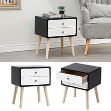 YJIIJY Comodino con 2 Cassetti, Armadietto Notte Cassettiera Realizzato in MDF, tavolino d'appoggio, Tavolino per Divano, Organizer per Camera da Letto Bagno (Nero e Bianco)