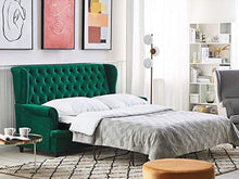 Beliani Divano Letto Rivestimento in Velluto Verde Capitonné con Bottoni Malvik