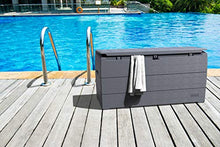 Duramax Cedargrain Durabox 270 litri, contenitore per mobili da giardino in plastica per esterni con coperchio chiudibile, con ruote e maniglie, grigio