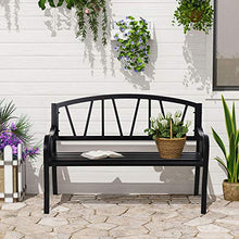 Panchina 2 Posti da Giardino 128x56x86 cm in Metallo Nero