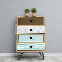 VS Venta-stock Comodino Buda con 4 cassetti, Colore Quercia, Gambe Metalliche in Nero