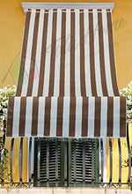 Tenda da Sole con Kit Ganci e Anelli in Tessuto a Righe Resistente da Esterno o Balcone Misura cm 200x295 Dis.1 Marrone