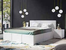 DOMTECH - Comodino per camera da letto, comodino bianco lucido, tavolino in legno con cassetti, armadio per camera da letto, armadio per lampade, credenza, bianco
