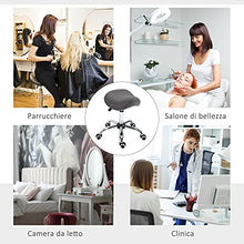 homcom Sgabello da Lavoro a Sella con Ruote e Altezza Regolabile per Negozi Parrucchiere e Tattoo, 52x53x49-61cm Grigio