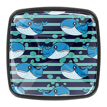 4 pomelli in cristallo per armadietti con design multiplo per cassetti, cassetti, cassetti, armadi, comodini, libreria, delfini marini, verde scuro a righe