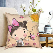 Fodere per Cuscini per Ragazza Cartone Animato 18x18, Fodere per Cuscini Quadrati con Farfalla, Fiore di Prato, Rosa Sole, Giardino