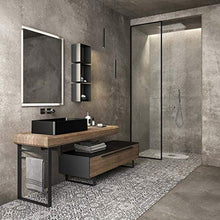 Dafne Italian Design Mobile Bagno Moderno con lavabo a Terra – Castagno Vecchio Non Levigato – Laccato Opaco Nero Opaco