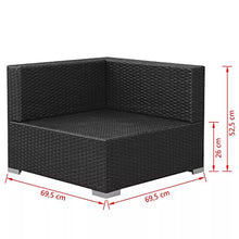 Festnight Set Divano/Divano Letto Modulare con 2 Posti da Giardino/Patio/Balcone/Piscina/Esterno in Polirattan Nero