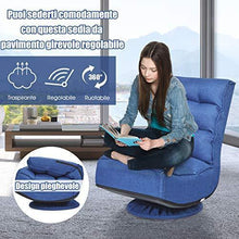 COSTWAY Poltrona Sedia Relax Pieghevole Reclinabile Girevole, Divano Comodo per Studio Salotto, con Schienale, Ottima per Rilassarti (Blu) - Arredi Casa